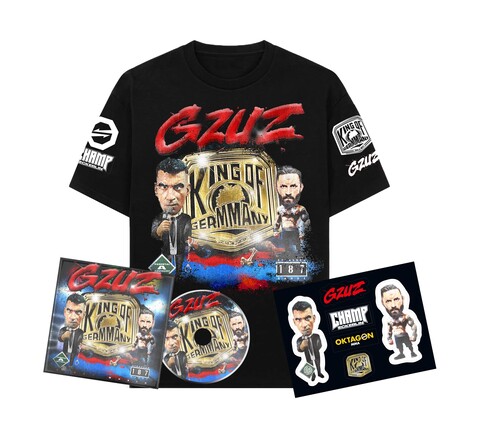 King of GerMMAny von Gzuz - CD + T-Shirt + Stickerbogen Bundle jetzt im Stoked Store